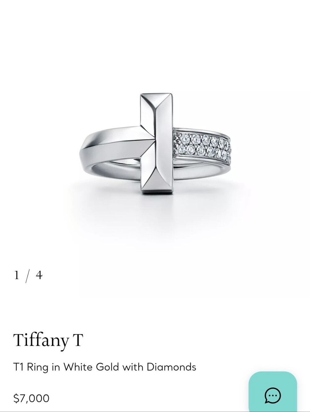 Tiffany & Co. T1 White Gold Ring with Diamond Pavé